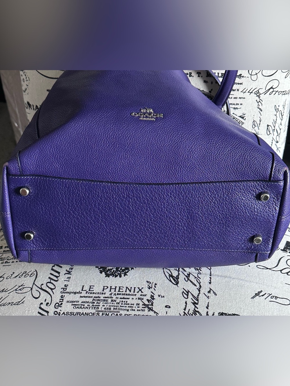 Coach Edie 31 Purple Pebbled Leather Shoulder Bag 3 Compartment Tote - Picture 4 of 13